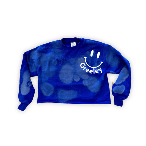 GREELEY Bleached Smiley Cropped Sweatshirt