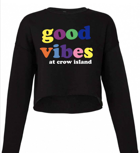 Crow Island Stacked Smileys Crop Sweatshirt