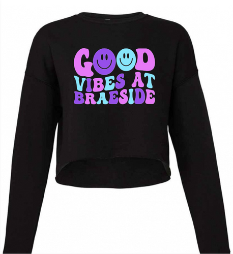 BRAESIDE Good Vibes Crop Crewneck Sweatshirt