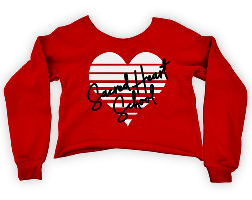 SACRED HEART Striped Heart Cropped Crew