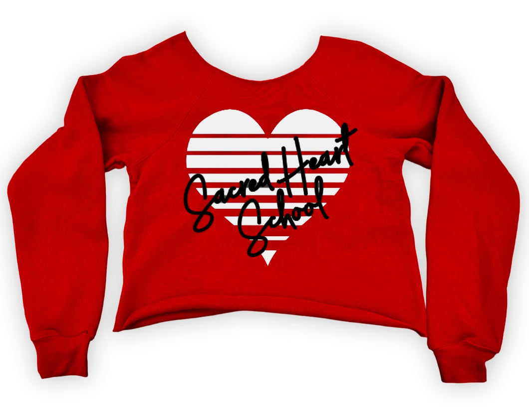 SACRED HEART Striped Heart Cropped Crew