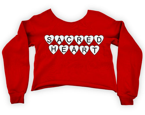 SACRED HEART Multi Hearts Cropped Crew