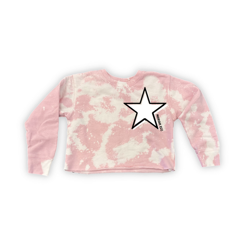 MORIAH Bleached Cropped Star Crewneck
